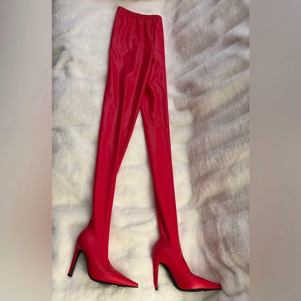 Jeffrey Campbell Pantalones Boots Red Thigh High Legging Boots Size 10 NIB